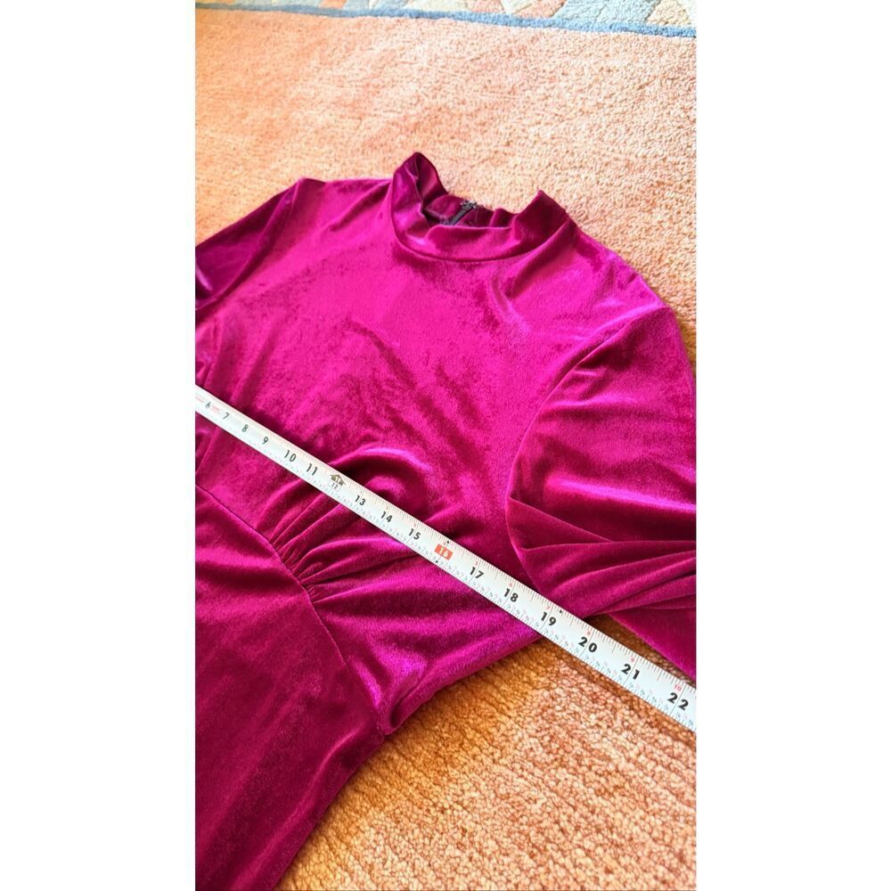 ASOS Velvet Lace Mini Dress Pink Black Long Sleeve Size 12 - Picture 4 of 11